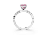 White gold Fancy Pink Radiant  Milgrain Bezel Diamond Engagement Ring with Solitaire Prong Setting_176