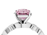 White gold Fancy Pink Radiant  Milgrain Bezel Diamond Engagement Ring with Solitaire Prong Setting_181
