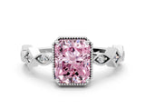 White gold Fancy Pink Radiant  Milgrain Marquise Diamond Twist Band Ring_61