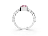 White gold Fancy Pink Radiant  Milgrain Marquise Diamond Twist Band Ring_64