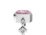 White gold Fancy Pink Radiant  Milgrain Marquise Diamond Twist Band Ring_66