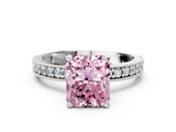 White gold Fancy Pink Radiant  Milgrain Pave Diamond Engagement Ring with Four-Prong Setting_169