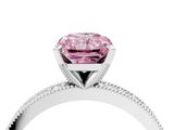 White gold Fancy Pink Radiant  Milgrain Pave Diamond Engagement Ring with Four-Prong Setting_173