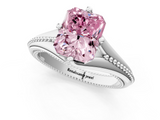 White gold Fancy Pink Radiant  Solitaire Beaded Band Six-Prong Setting_1