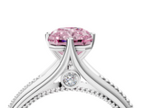 White gold Fancy Pink Radiant  Solitaire Beaded Band Six-Prong Setting_4