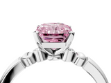 White gold Fancy Pink Radiant  Solitaire Beaded Band with Four-Prong Setting_56