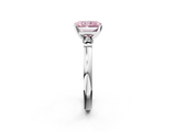 White gold Fancy Pink Radiant  Solitaire Beaded Band with Four-Prong Setting_72