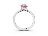 White gold Fancy Pink Radiant  Solitaire Beaded Band with Four-Prong Setting_73