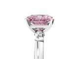 White gold Fancy Pink Radiant  Solitaire Beaded Band with Four-Prong Setting_75