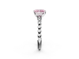 White gold Fancy Pink Radiant  Solitaire Bezel Accent Diamond Engagement Ring with Beaded Band and Four-Prong Setting_26