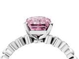 White gold Fancy Pink Radiant  Solitaire Bezel Accent Diamond Engagement Ring with Beaded Band and Four-Prong Setting_28