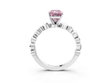 White gold Fancy Pink Radiant  Solitaire Bezel-Set Diamond Ring with Beaded Band and Four-Prong Setting_35