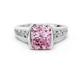 White gold Fancy Pink Radiant  Solitaire Bezel-Set Diamond Ring with Channel-Set Band_37