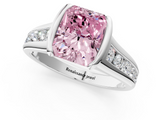 White gold Fancy Pink Radiant  Solitaire Bezel-Set Diamond Ring with Channel-Set Band_38