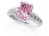 White gold Fancy Pink Radiant  Solitaire Chevron Pave Diamond Engagement Ring with Six-Prong Setting_4
