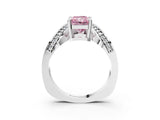 White gold Fancy Pink Radiant  Solitaire Diamond Engagement Ring with Pave Band and Four-Prong Setting 3