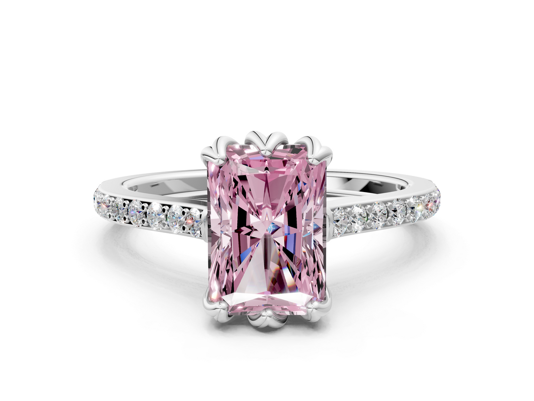 White gold Fancy Pink Radiant  Solitaire Diamond Engagement Ring with Pave Band and Six-Prong Setting_20