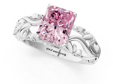White gold Fancy Pink Radiant  Solitaire Diamond Leaf Vine Band with Prong Setting_43