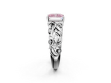 White gold Fancy Pink Radiant  Solitaire Diamond Leaf Vine Band with Prong Setting_44