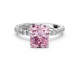 White gold Fancy Pink Radiant  Solitaire Diamond Pavé Band with Four-Prong Setting_28