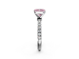 White gold Fancy Pink Radiant  Solitaire Diamond Pavé Band with Four-Prong Setting_30