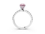 White gold Fancy Pink Radiant  Solitaire Diamond Pavé Band with Four-Prong Setting_31