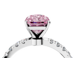 White gold Fancy Pink Radiant  Solitaire Diamond Pavé Band with Four-Prong Setting_32