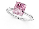 White gold Fancy Pink Radiant  Solitaire Diamond Ring with Bamboo Band and Four-Prong Setting_33