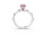 White gold Fancy Pink Radiant  Solitaire Diamond Ring with Bezel Set Side Stones and Prong Setting_6