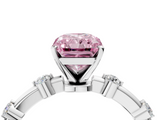 White gold Fancy Pink Radiant  Solitaire Diamond Ring with Bezel Set Side Stones and Prong Setting_7