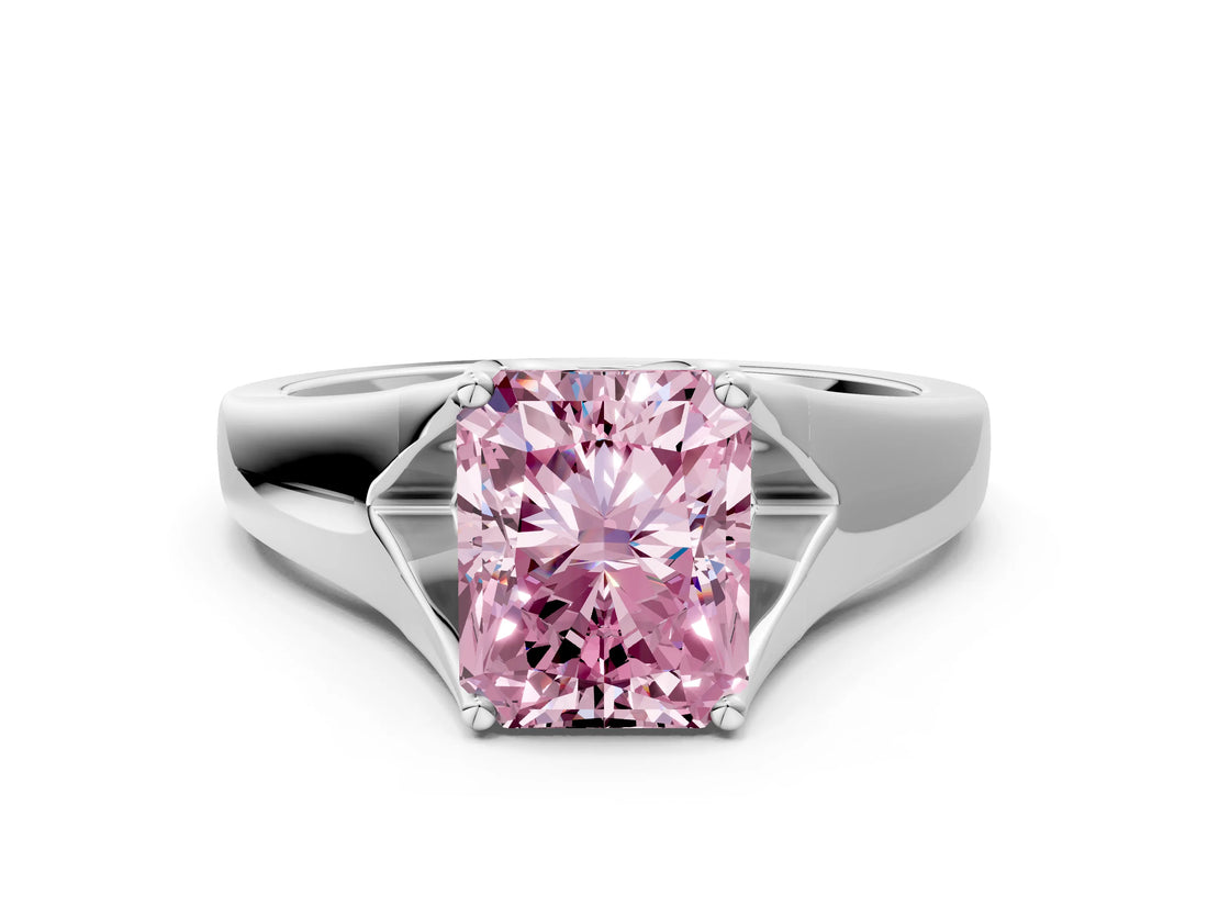 White gold Fancy Pink Radiant  Solitaire Diamond Ring with Cathedral Band and Four-Prong Setting_66