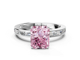 White gold Fancy Pink Radiant  Solitaire Diamond Ring with Channel-Set Baguette Band and Four-Prong Setting_109