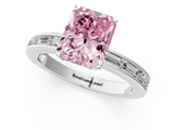 White gold Fancy Pink Radiant  Solitaire Diamond Ring with Channel-Set Baguette Band and Four-Prong Setting_110