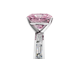White gold Fancy Pink Radiant  Solitaire Diamond Ring with Channel-Set Baguette Band and Four-Prong Setting_114