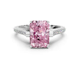 White gold Fancy Pink Radiant  Solitaire Diamond Ring with Channel Set Band and Bezel Prong Setting_69