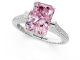 White gold Fancy Pink Radiant  Solitaire Diamond Ring with Channel Set Band and Bezel Prong Setting_70