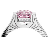 White gold Fancy Pink Radiant  Solitaire Diamond Ring with Channel Set Band and Bezel Prong Setting_72
