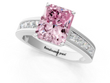 White gold Fancy Pink Radiant  Solitaire Diamond Ring with Channel-Set Band and Four-Prong Setting_4