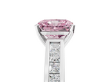 White gold Fancy Pink Radiant  Solitaire Diamond Ring with Channel-Set Band and Four-Prong Setting_8