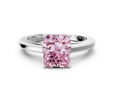 White gold Fancy Pink Radiant  Solitaire Diamond Ring with Four-Prong Setting and Classic Band_3