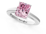 White gold Fancy Pink Radiant  Solitaire Diamond Ring with Four-Prong Setting and Classic Band_4