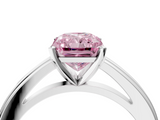 White gold Fancy Pink Radiant  Solitaire Diamond Ring with Four-Prong Setting and Classic Band_7