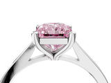 White gold Fancy Pink Radiant  Solitaire Diamond Ring with Four-Prong Setting and Tapered Band 4