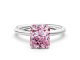 White gold Fancy Pink Radiant  Solitaire Diamond Ring with Four-Prong Setting on a Plain Band_45