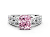 White gold Fancy Pink Radiant  Solitaire Diamond Ring with Milgrain Pavé Band and Four-Prong Setting_19