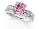 White gold Fancy Pink Radiant  Solitaire Diamond Ring with Milgrain Pavé Band and Four-Prong Setting_21