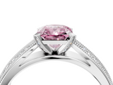 White gold Fancy Pink Radiant  Solitaire Diamond Ring with Milgrain Pavé Band and Four-Prong Setting_23