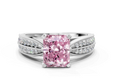 White gold Fancy Pink Radiant  Solitaire Diamond Ring with Milgrain Pavé Band and Four-Prong Setting_25