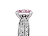 White gold Fancy Pink Radiant  Solitaire Diamond Ring with Milgrain Pavé Band and Four-Prong Setting_30