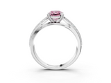 White gold Fancy Pink Radiant  Solitaire Diamond Ring with Milgrain Pavé Band and Four-Prong Setting_32